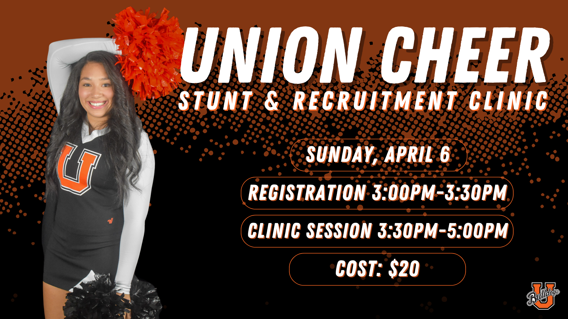 Union cheer to host stunt & recruitment clinic on April 6